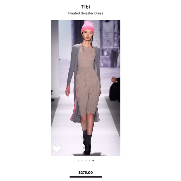 Tibi Cream Merino Wool Pleated Luxury Sweater Dress Long Sleeve Small - Picture 2 of 8